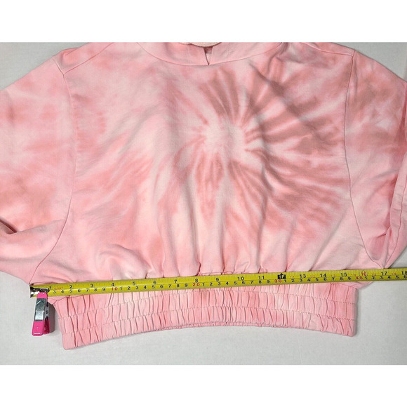 ASOS Hoodie US 4 Small Custom Pink Spiral Tie Dye Cropped Hippie Boho Festival - Picture 9 of 11
